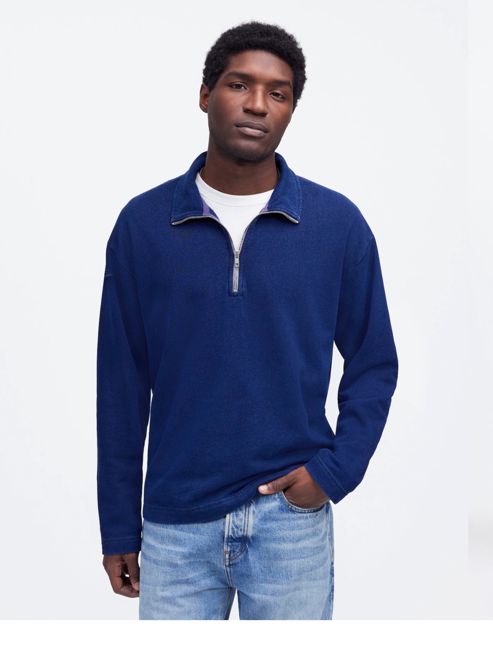 Madewell Men's Half-Zip Pullover Sweater - Deep Navy / M